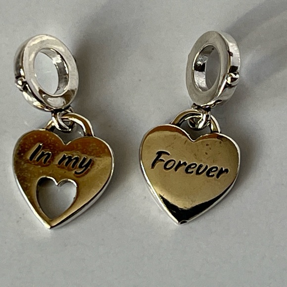 ๐ Sterling Silver Mother Daughter Double Heart Split Dangle Charm - Picture 3 of 6